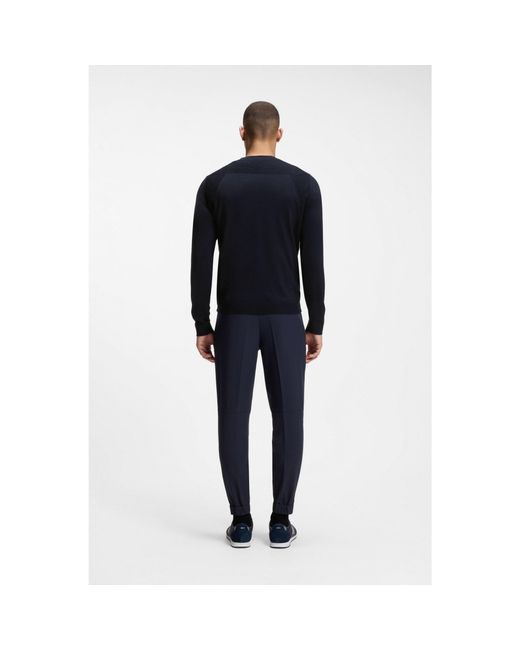 Boss Blue Cotton-Blend Sweater With Bodymapping Structure for men