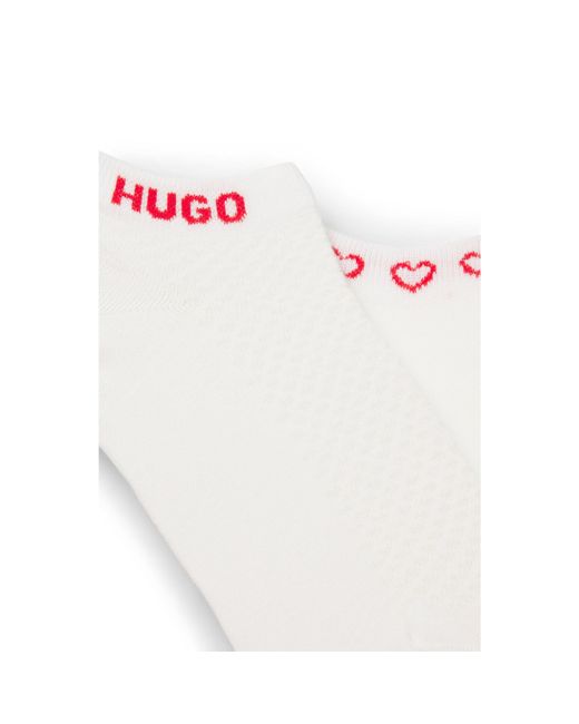 HUGO White Two-Pack Of Ankle-Length Socks With Logos