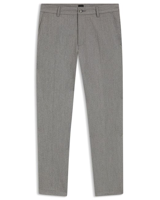 Boss Modern-Fit Hose Aus Knitterfreiem Stretch-Gewebe Mit Struktur in Gray für Herren