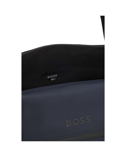 Boss Black Faux-Leather Holdall With Reflective Details for men