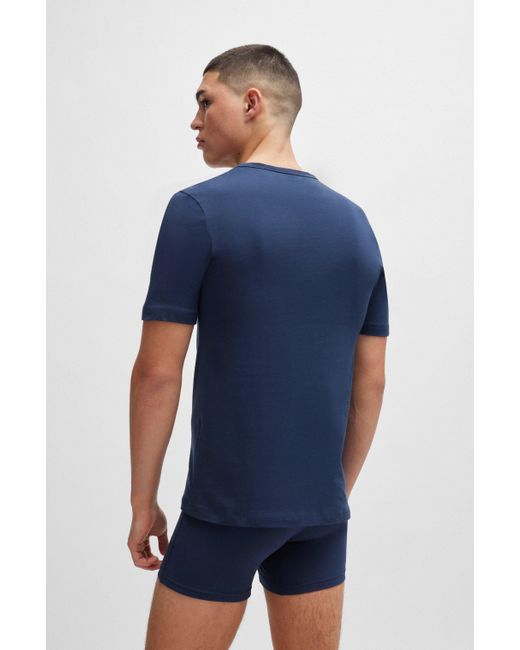 HUGO Dreier-Pack T-Shirts aus Baumwolle mit Logo-Print in Blue für Herren