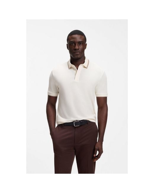 Boss White Regular-Fit Polo Shirt for men