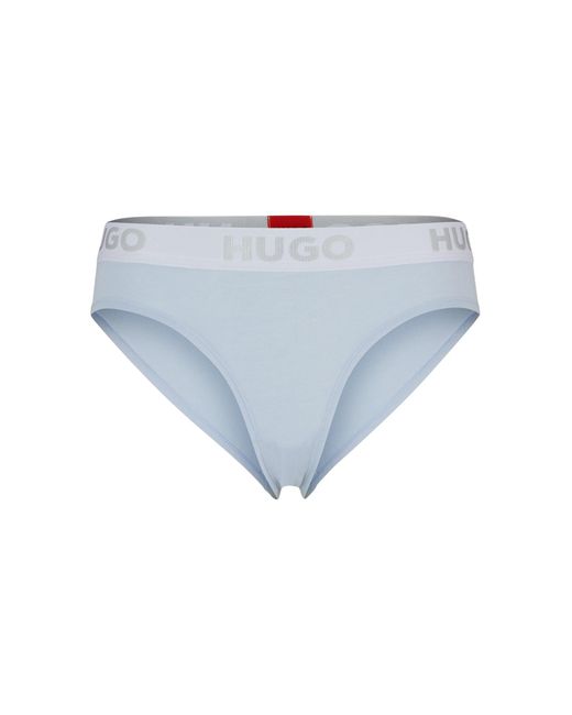 Slip coupe Regular Rise en coton stretch avec taille logotée HUGO en coloris Blue