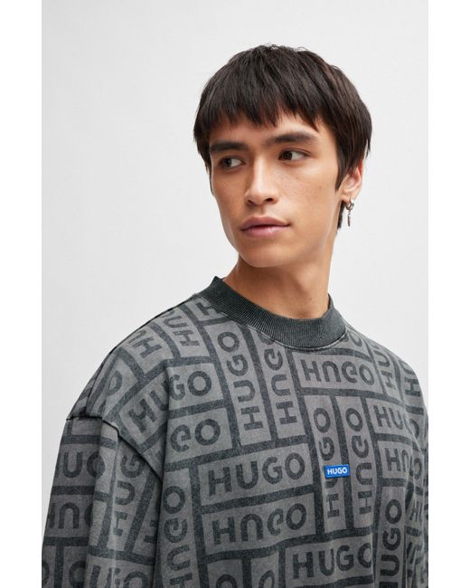 HUGO T-shirt Van Katoenen Jersey Met Logo's In Laserdruk in het Multicolor voor heren