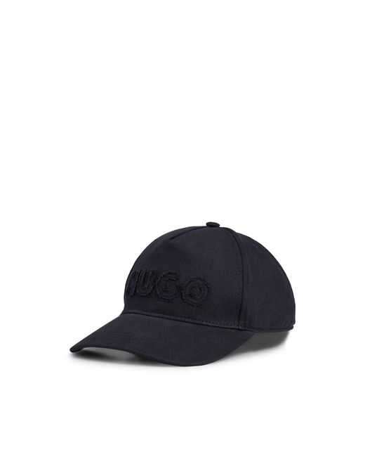 HUGO Blue Cotton-Twill Cap With Raw-Edge Logo