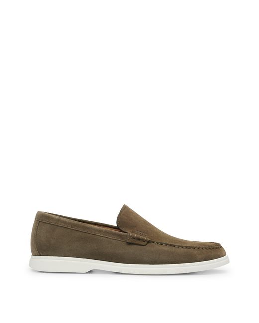 BOSS by HUGO BOSS Suede Loafers With Emed Logo And Tpu Outsole in Brown ...