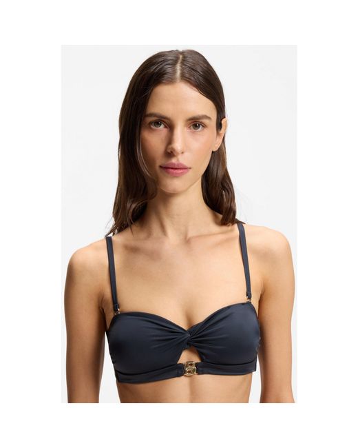 Boss Black Bandeau Bikini Top With Double B Monogram