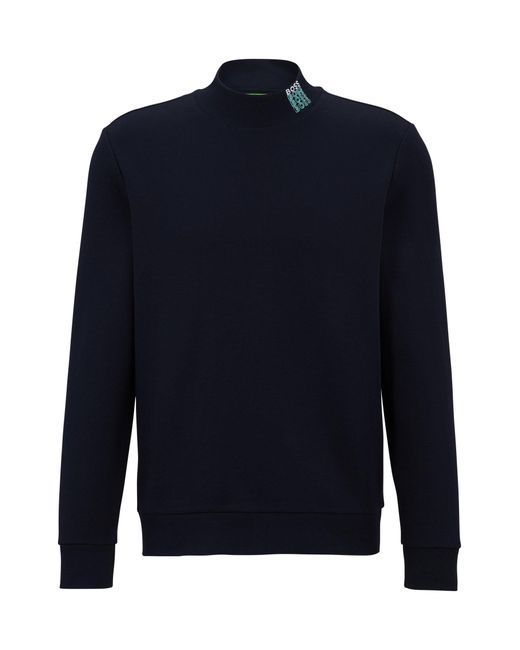 BOSS by HUGO BOSS Mock-collar Regular-fit Sweatshirt With Multicoloured ...