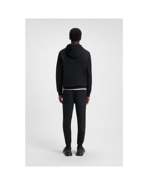 HUGO Black Cotton-Terry Hoodie With Logo Label for men