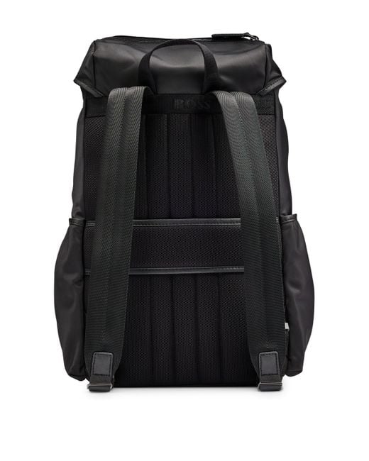 Boss Black Matte-twill Backpack With Double Monogram And Full Lining for men