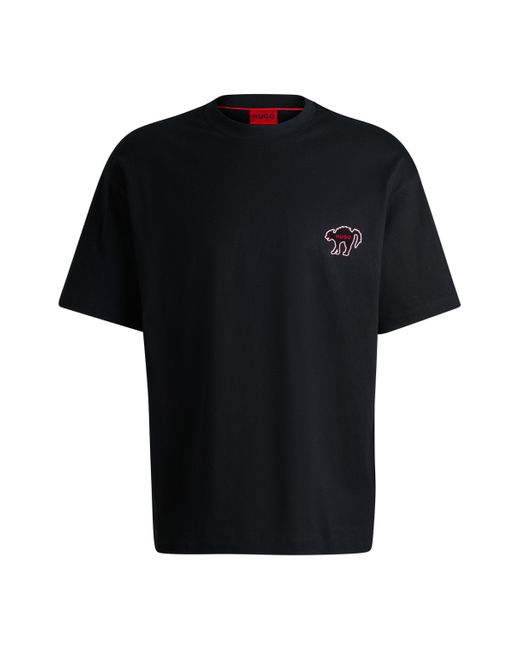 HUGO T-shirt Van Katoenen Jersey Met Grafische Print in het Black voor heren