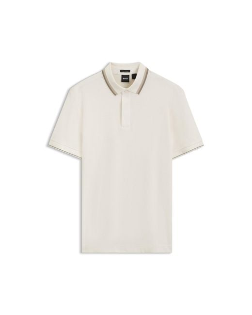 Boss White Regular-Fit Polo Shirt for men