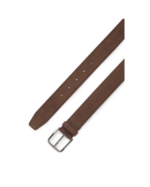 Boss Brown Leather Business Belt With Polished Gunmetal Buckle for men