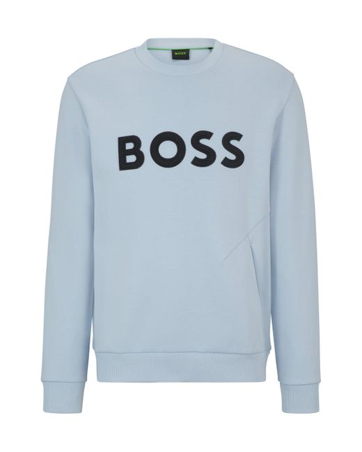Boss Sweatshirt Van Een Katoenmix Met 3d-gevormd Logo in het Blue voor heren