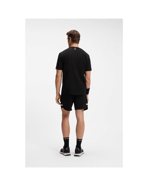 Boss Black Stretch-Cotton T-Shirt With Tennis Artwork for men