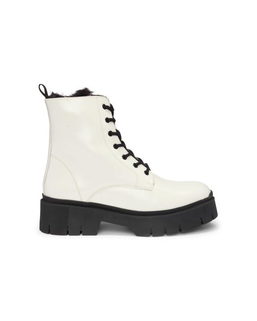HUGO White Boots Aus Kunstleder Mit Logo-Zipper