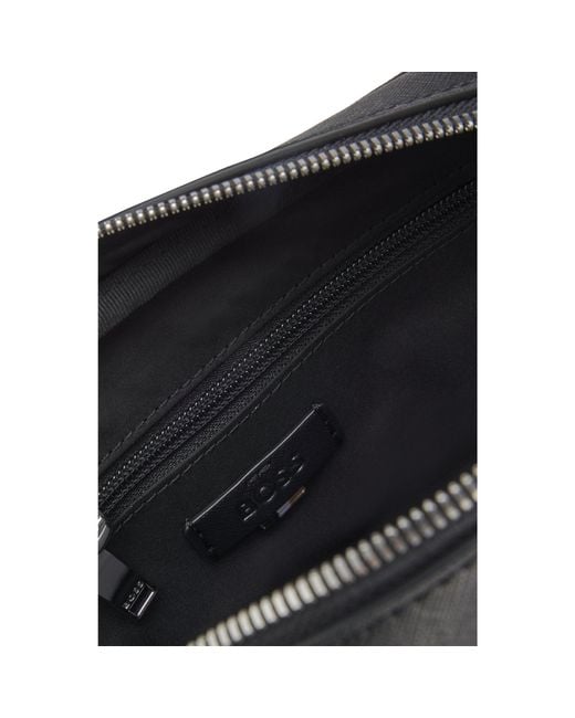 Boss Black Crossbody Bag With-Tone Logo Lettering for men