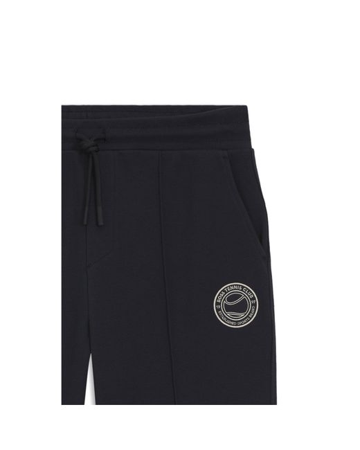 Boss Blue Cotton-Blend Tracksuit Bottoms With Tennis-Themed Logo for men