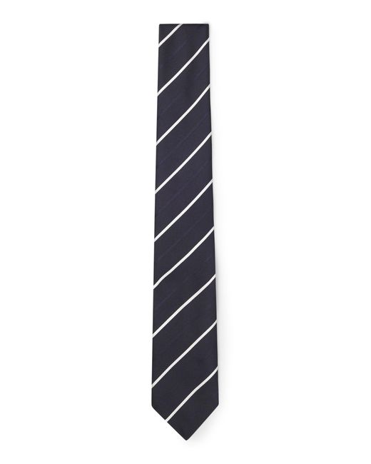 Cravate En Soie Mélangée À Rayures En Diagonale Boss pour homme en coloris White