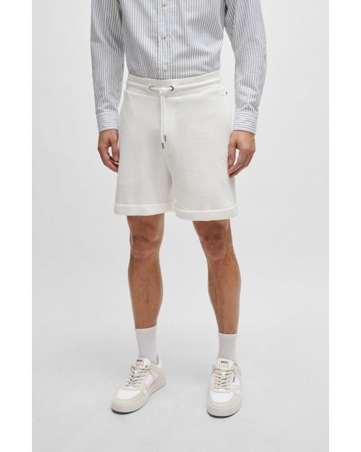 Boss Oversized-fit Shorts Met Zilverkleurige Details in het White voor heren