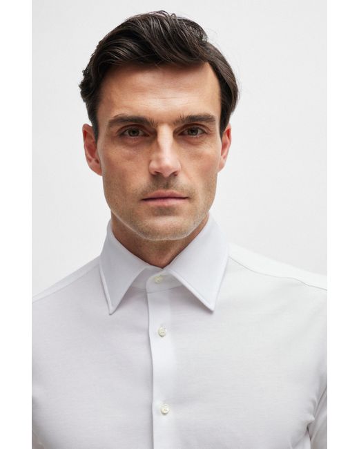 Boss Slim-Fit Hemd aus elastischer Baumwolle in White für Herren