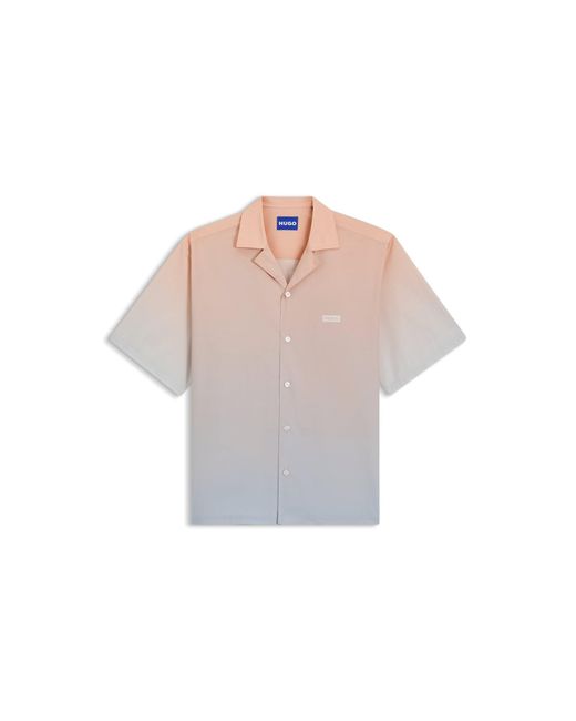 HUGO Gray Relaxed-Fit Shirt With Gradient Print for men