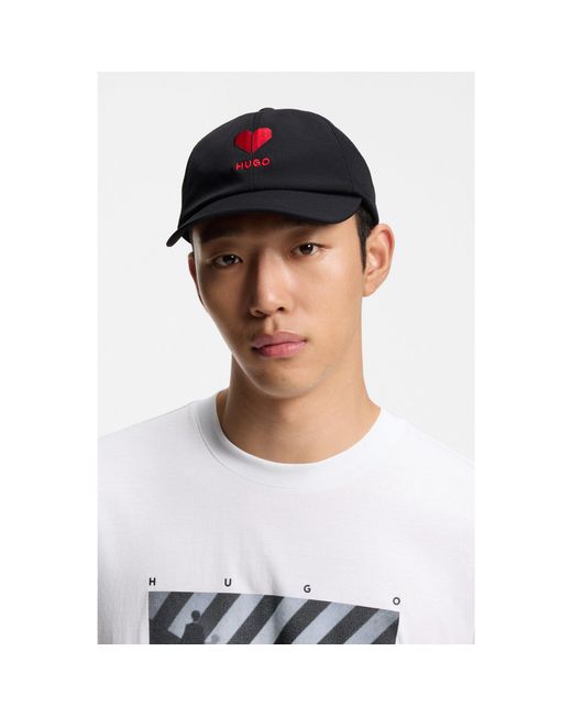 HUGO Black Stretch-Twill Cap With Embroidered Logo for men