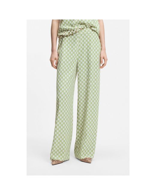 HUGO Green Relaxed-Fit Trousers With All-Over Print