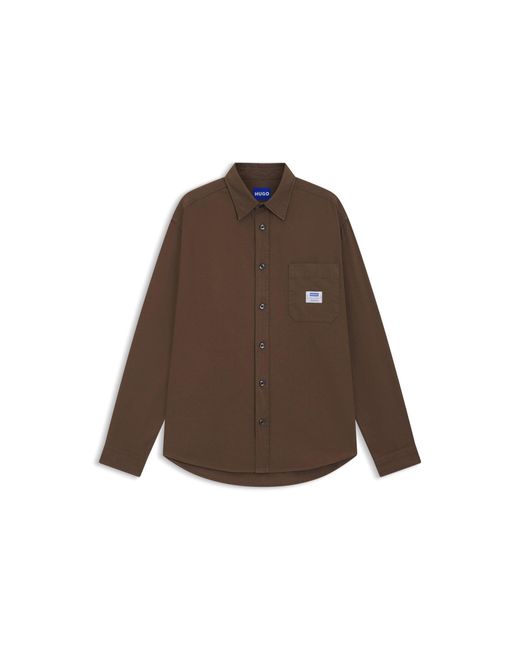 HUGO Brown Oversized-Fit Overshirt for men
