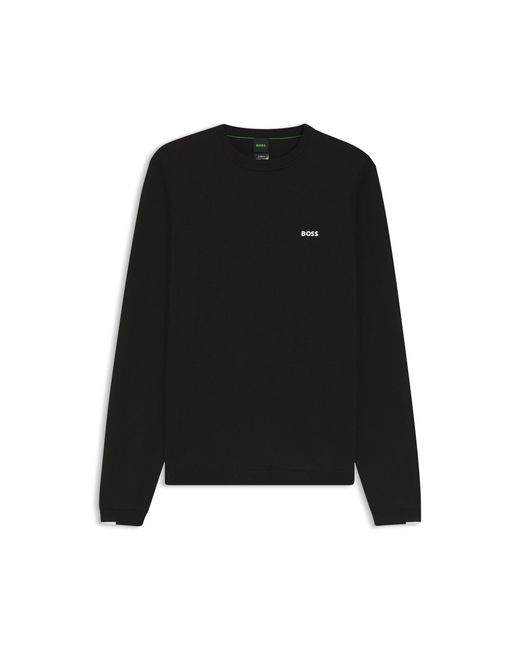 Boss Black Cotton Sweater With Contrast Logo for men
