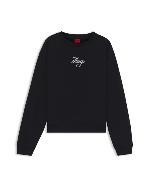 Sweat Oversize En Molleton De Coton À Logo Scintillant HUGO en coloris Black