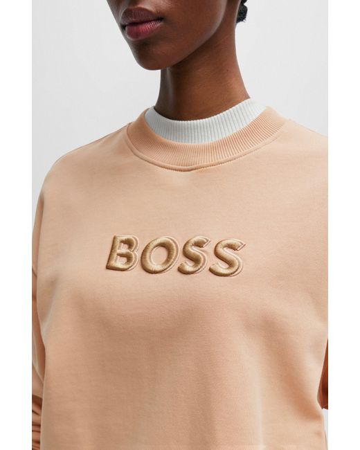 Boss Blue Cotton-terry Sweatshirt With Logo Detail