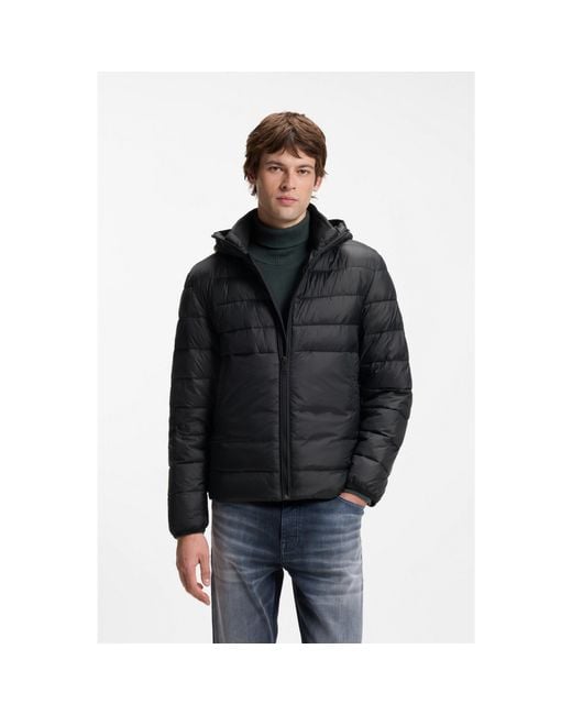 Boss Black Water-Repellent Jacket With Herringbone Tape for men