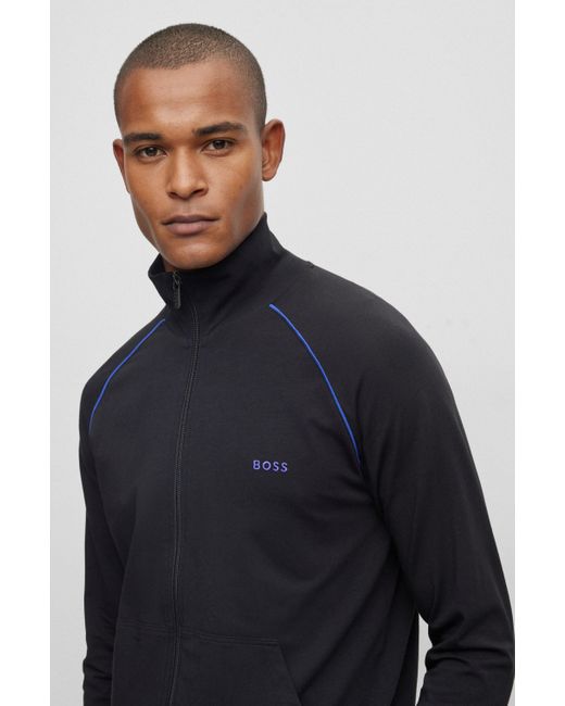 Veste zippée en coton stretch à logo brodé BOSS by HUGO BOSS pour homme en  coloris Noir | Lyst