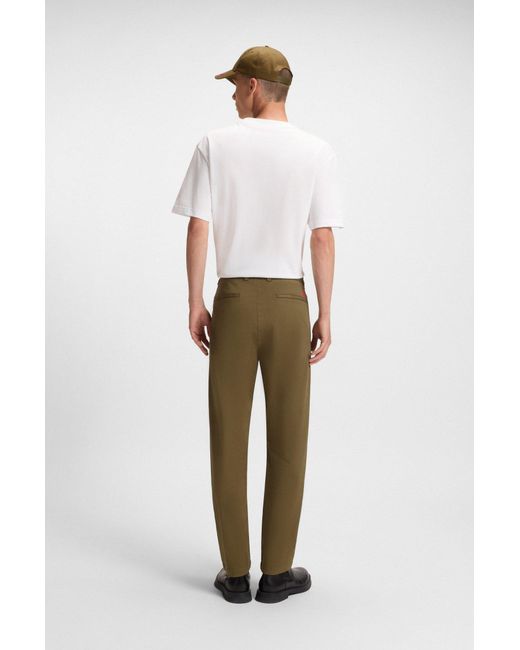 HUGO Slim-Fit Broek Van Katoenen Gabardine Met Stretch in het Green voor heren