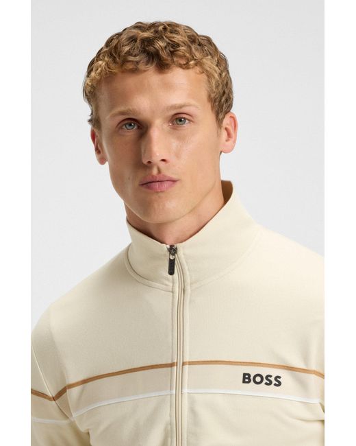 Boss Jack Met Rits En Biezen Van Katoenen Sweatstof in het Natural voor heren