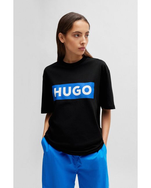 T-shirt en jersey de coton avec logo bleu BOSS by Hugo Boss pour homme en coloris Blue