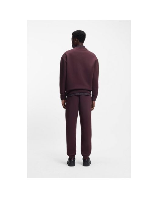 HUGO Red Cotton-Blend Sweatshirt With Stacked-Logo Badge for men
