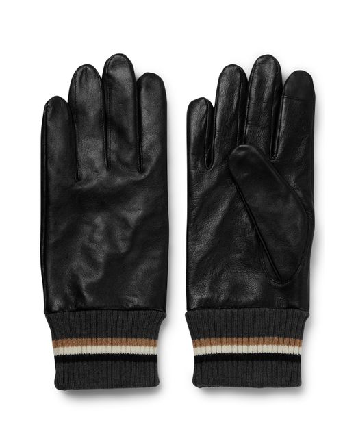 BOSS by HUGO BOSS Nappaleather Gloves With Signaturestripe Ribbing in