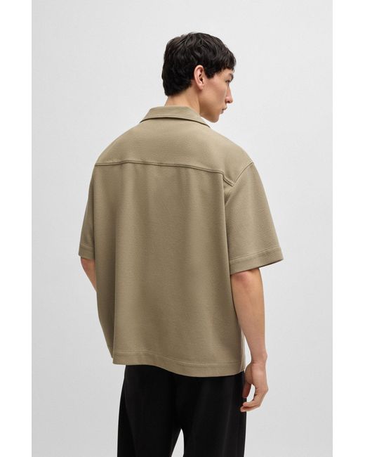 HUGO Oversized-Fit Overhemd Van Gestructureerde Jersey in het Green voor heren