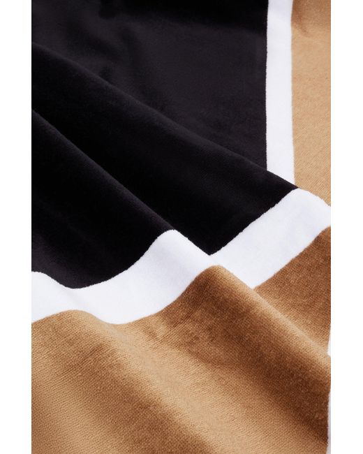 Boss Multicolor Cotton-velvet Beach Towel With Colour-blocking And Branding