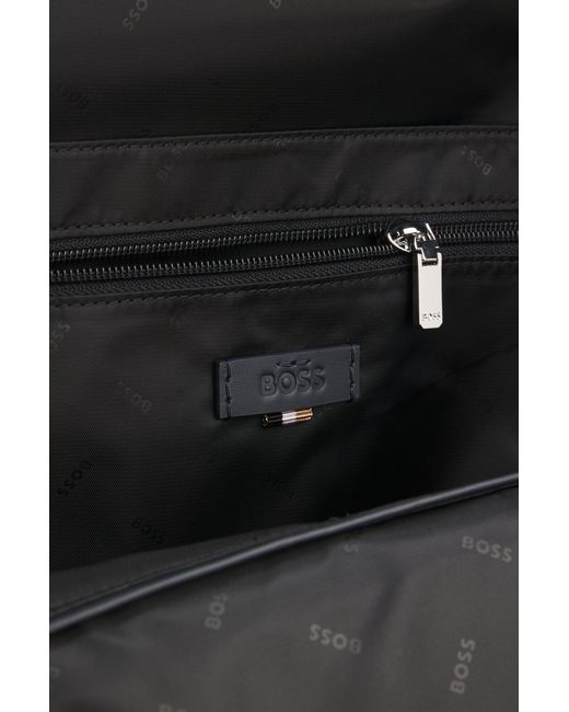 Boss Rugtas Van Generfd Italiaans Leer Met Reliëflogo in het Black voor heren