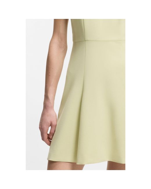 HUGO White Sleeveless Dress With-Tone Flower Brooch