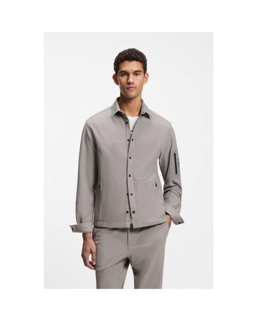 Boss Gray Relaxed-Fit Overshirt for men