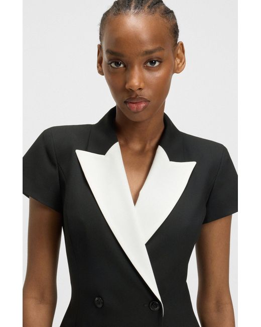 HUGO Black Kleid Im Blazer-Stil Mit Kontrastfarbenem Revers