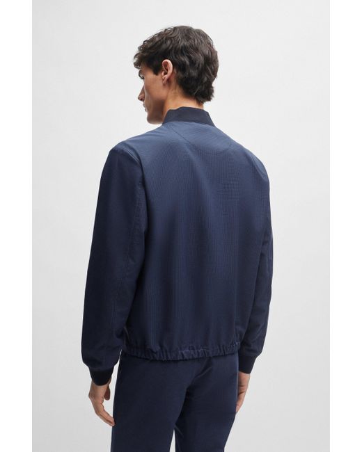 Boss Slim-Fit Jacke aus knitterfreiem Mesh in Blue für Herren