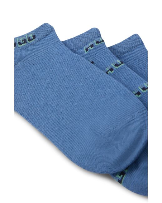 HUGO Dreier-Pack Sneakers-Socken aus Baumwoll-Mix mit Logos in Blue für Herren