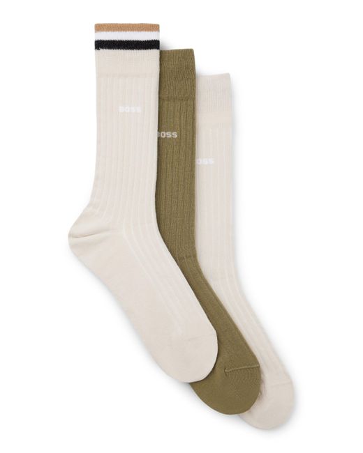 Boss Mittelhohe Socken aus Baumwoll-Mix im Dreier-Pack in White für Herren