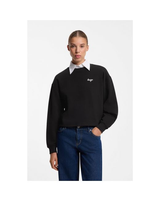 HUGO Black Script-Logo Relaxed-Fit Sweatshirt