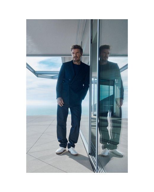 Boss Blue Beckham X Leather Trainers With Suede Trims for men